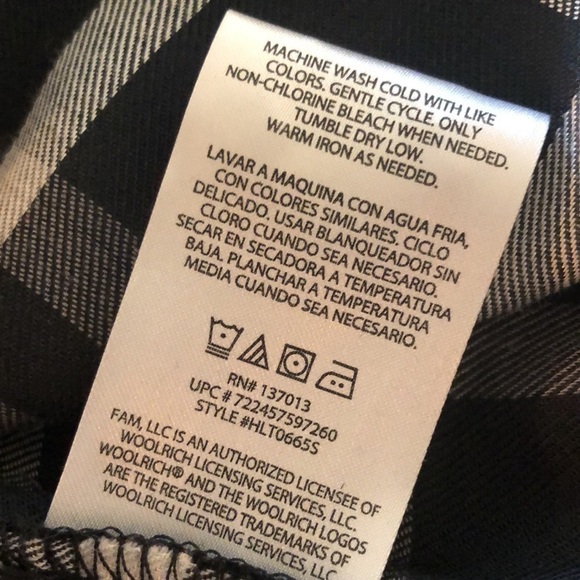 Woolrich Black and White Plaid Long Sleeve Button Down Size Large - Picture 12 of 12